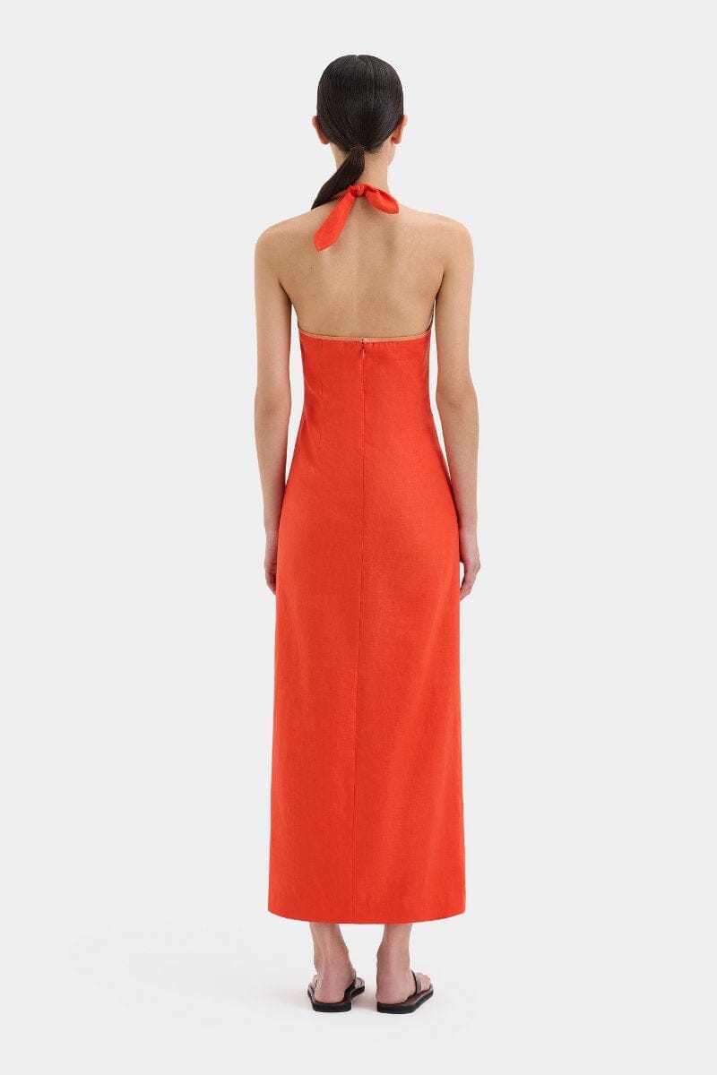 PANETTONE TWIST MIDI DRESS-TANGERINE Midi Dress SIR.