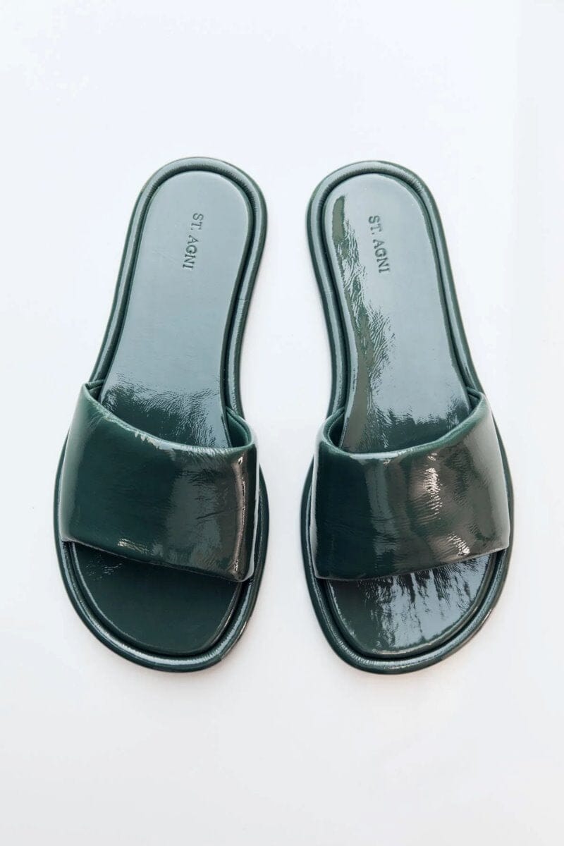 SOFT SLIPPER-PATENT DEEP GREEN Sandals ST AGNI