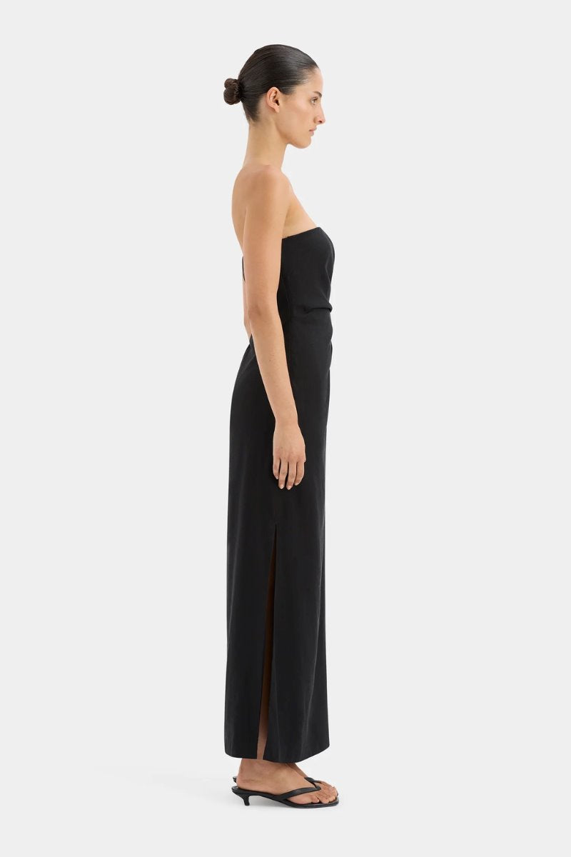 DORIAN STRAPLESS MIDI DRESS-BLACK Midi Dress SIR.