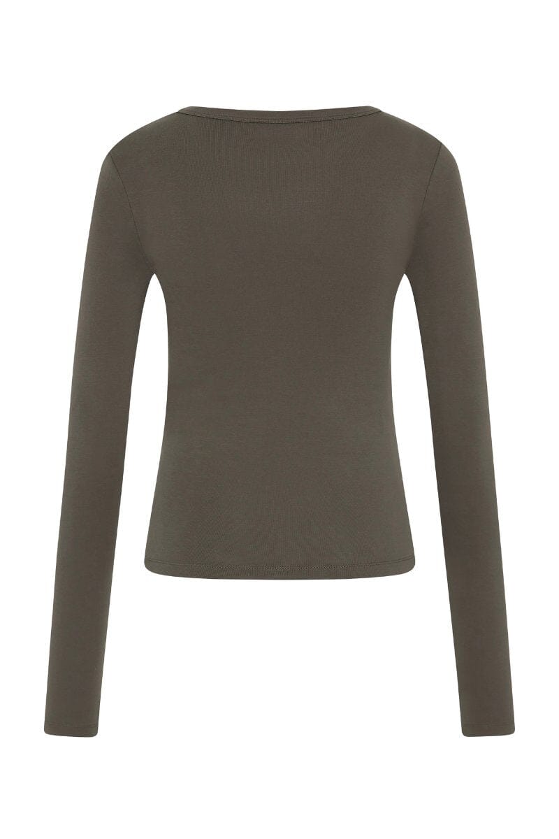 ORGANIC COTTON LONG SLEEVE TOP-KHAKI Tops ST AGNI