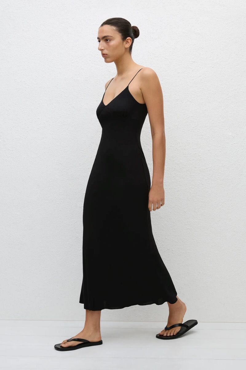 LOW BACK SLIP DRESS-BLACK Maxi Dress Matteau