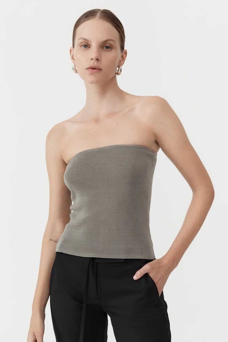 90S STRAPLESS KNIT TOP-SHADOW – Fox & Dove Boutique