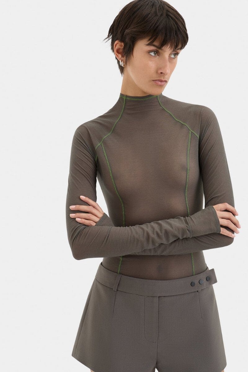 AMARANTH LONG SLEEVE TOP-CHARCOAL Tops SIR.