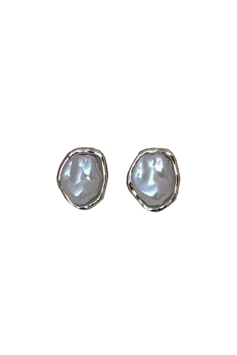 AURORA PEARL STUDS-SILVER Earrings F&D