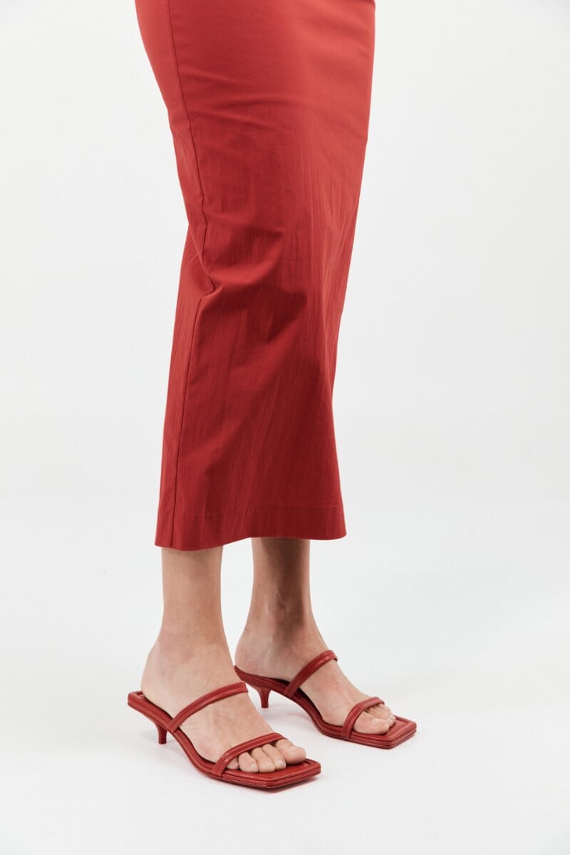 FINE STRAP KITTEN HEEL-ROSSO Footwear ST AGNI