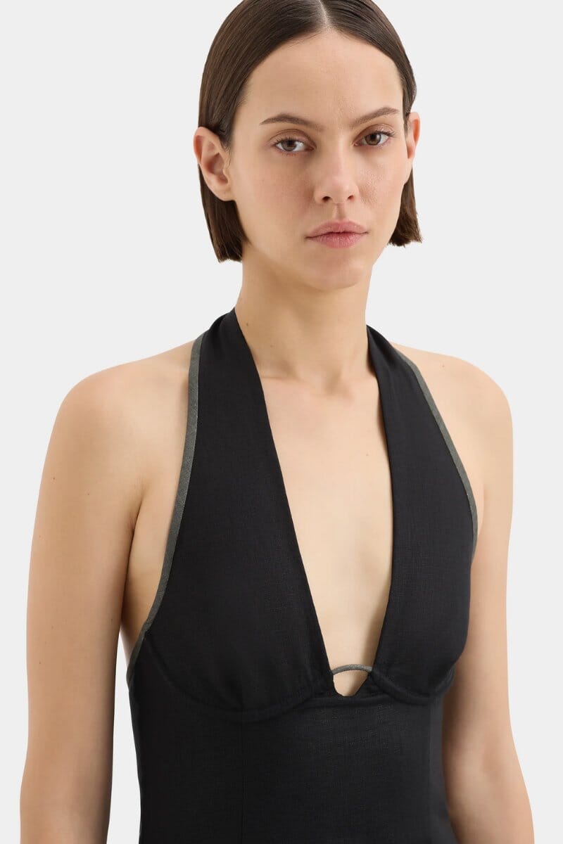 VIOLET HALTER MIDI DRESS-BLACK Midi Dress SIR.