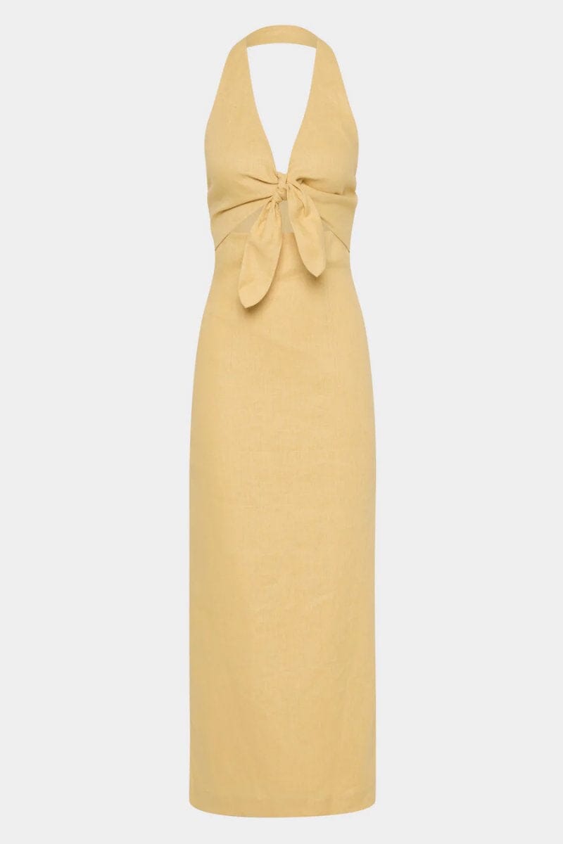 CARLOTTA TIE MIDI DRESS-RAFFIA – Fox & Dove