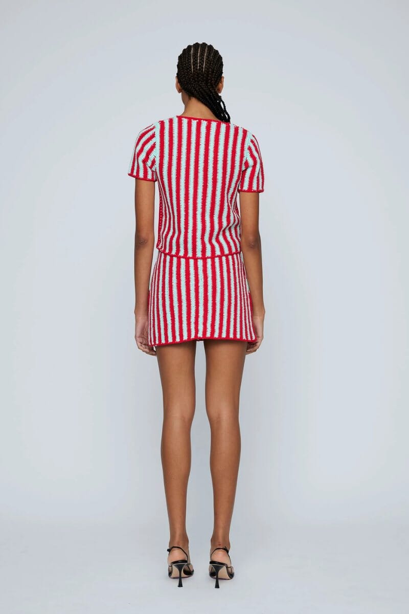 ZIG ZAG CROCHET SKIRT-HONEYDEW/RED Skirts Wynn Hamlyn