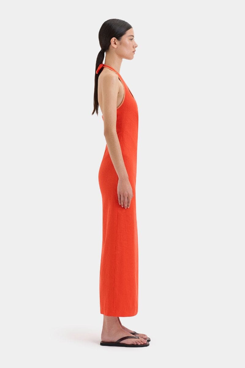 PANETTONE TWIST MIDI DRESS-TANGERINE Midi Dress SIR. 