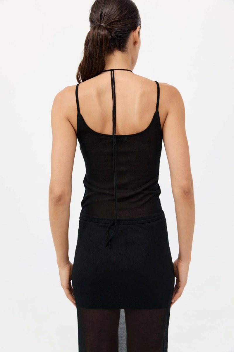 LAYERED HALTER TANK-BLACK Tops ST AGNI 