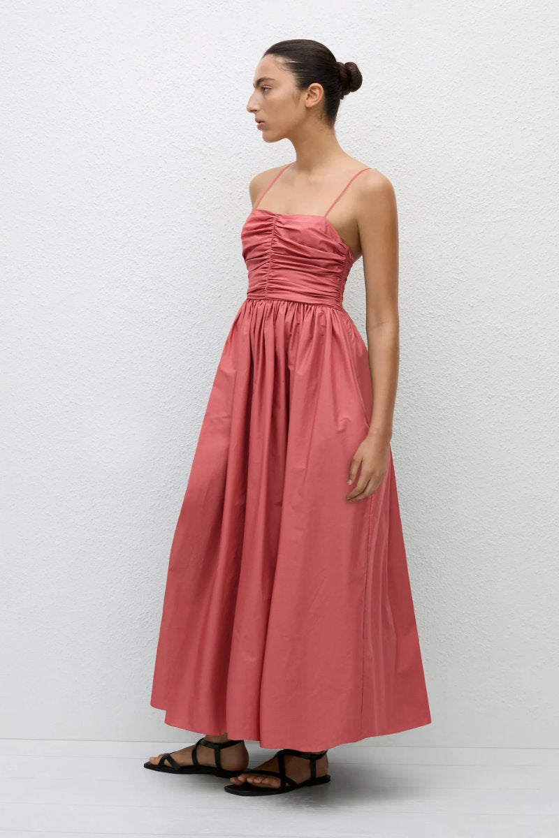 GATHERED BODICE DRESS-ROSE Maxi Dress Matteau 