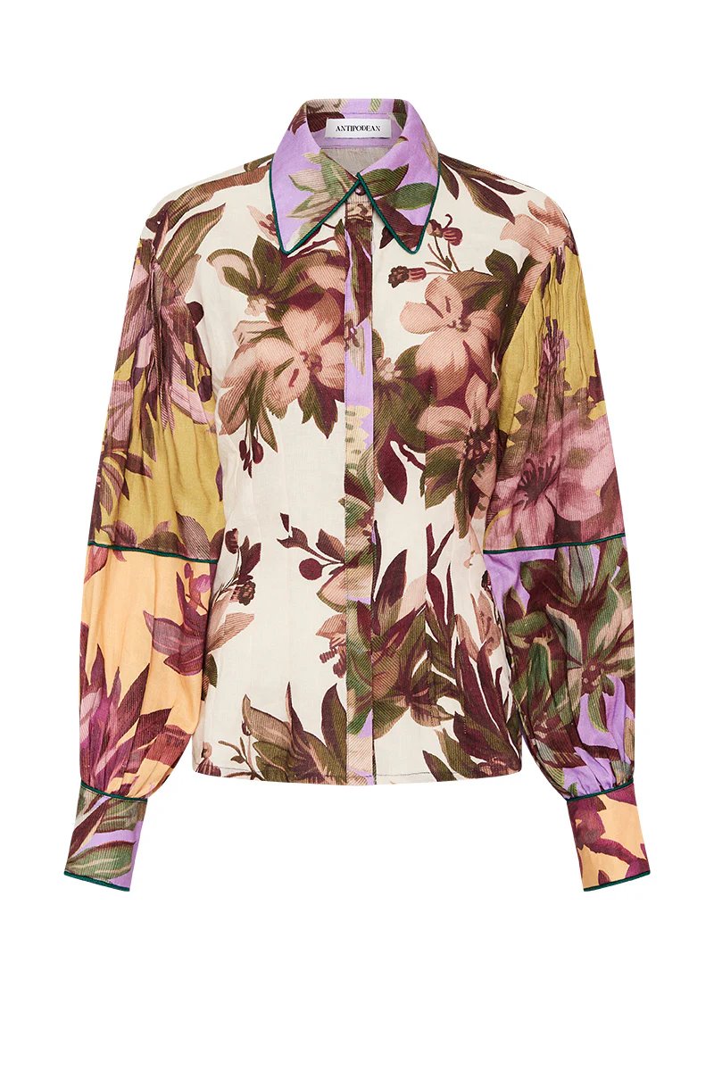 HANSEL PLEAT SLEEVE SHIRT-FLORAL Tops ANTIPODEAN 