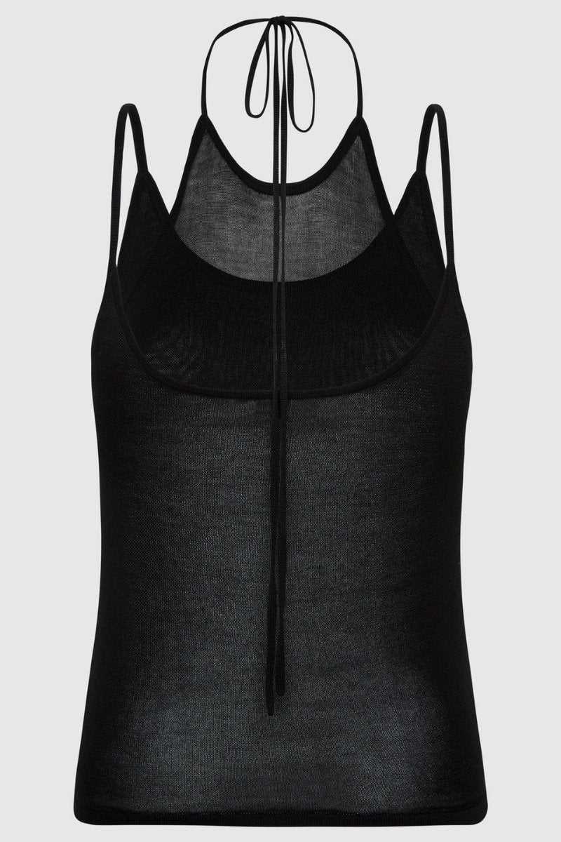 LAYERED HALTER TANK-BLACK Tops ST AGNI 