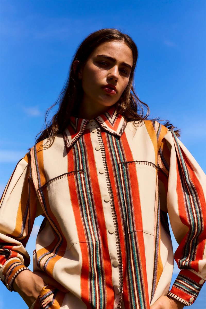 LINDSY PLEATED SHIRT-CHILLI Tops ANTIPODEAN 