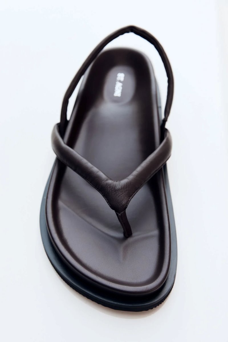 SLING BACK THONG SANDAL-CHOCOLATE Sandals ST AGNI 