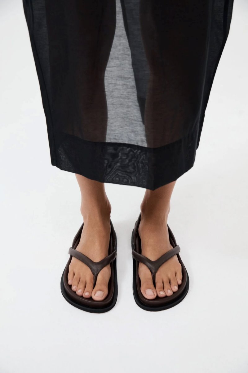 SLING BACK THONG SANDAL-CHOCOLATE Sandals ST AGNI 