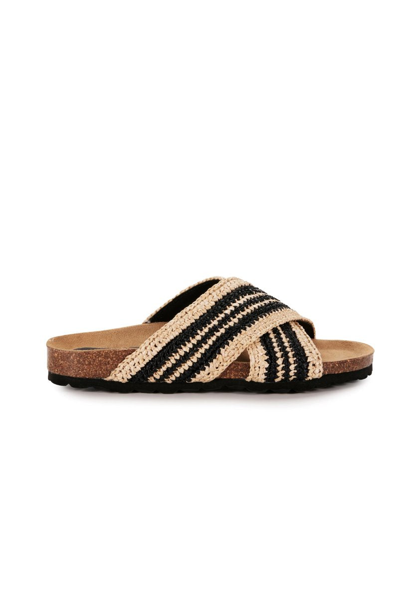 BASK SLIDES-BLACK/NATURAL Sandals Estilo Emporio 