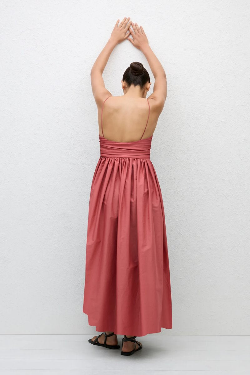 GATHERED BODICE DRESS-ROSE Maxi Dress Matteau 