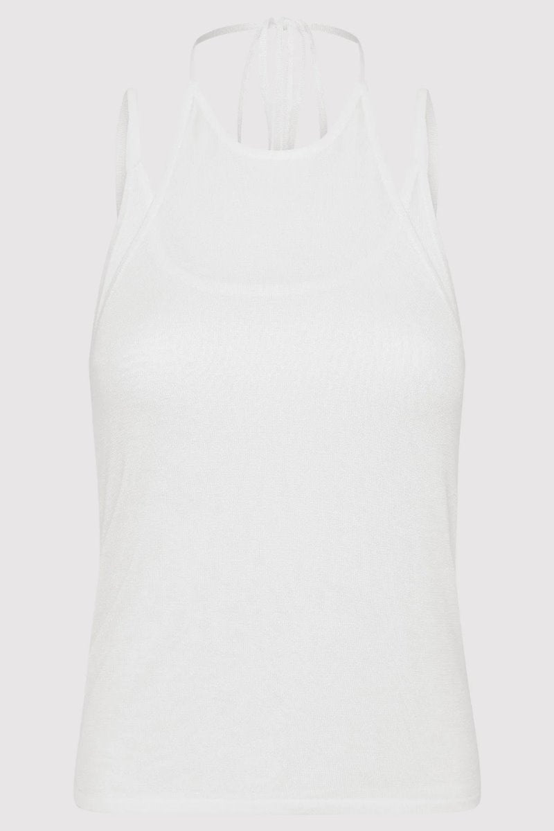 LAYERED HALTER TANK-WHITE Tops ST AGNI 