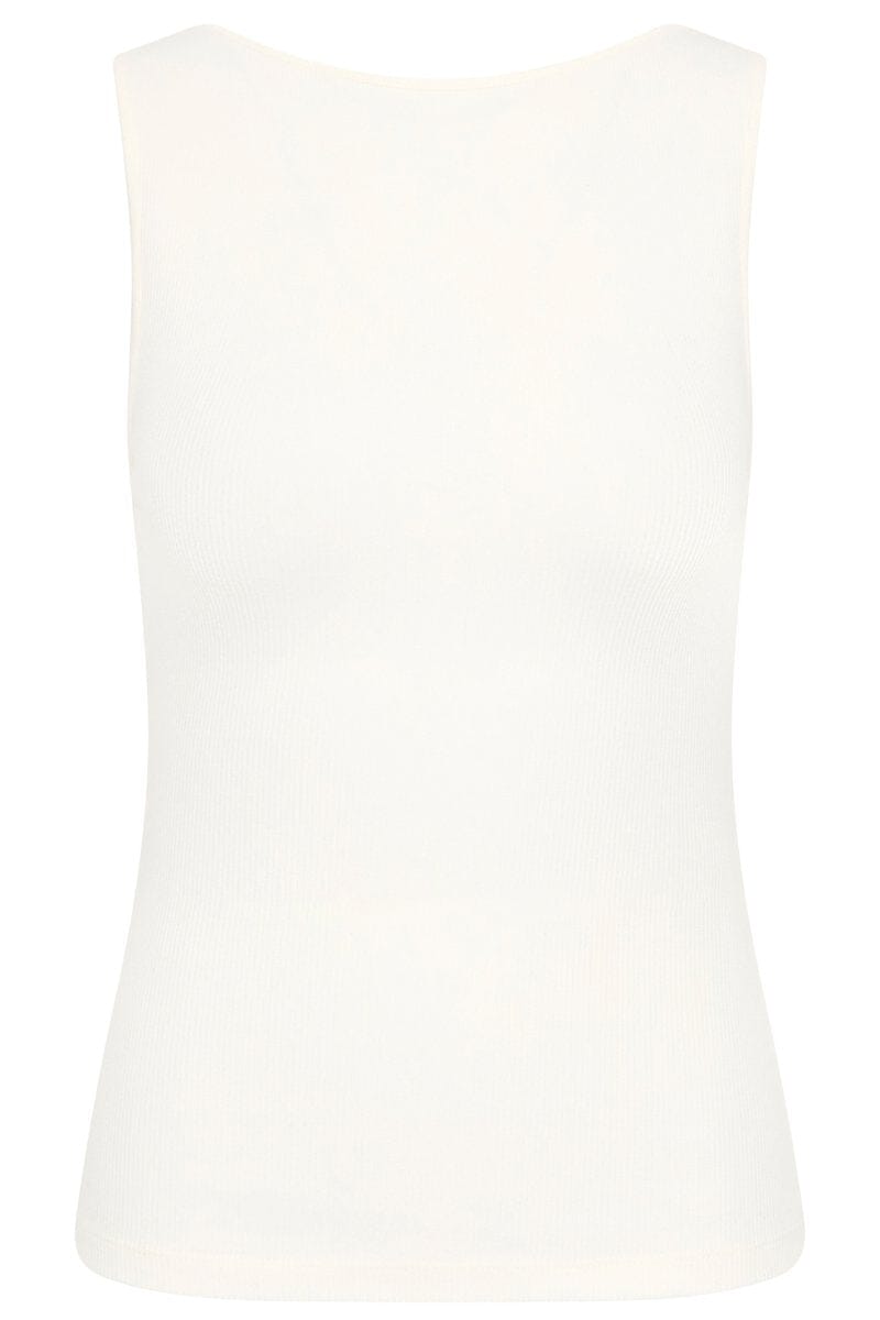 RIB BATEAU CUT OUT TOP-WHITE Tops ST AGNI 