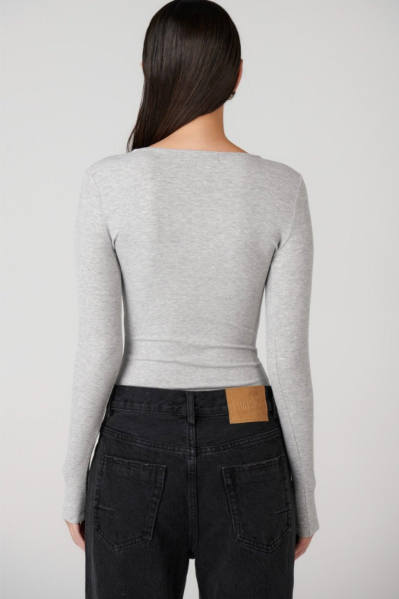 LARA BODYSUIT-GREY MARLE Tops Bayse 