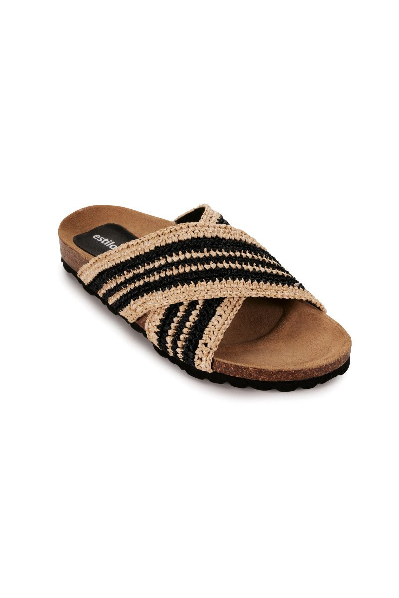 BASK SLIDES-BLACK/NATURAL Sandals Estilo Emporio 