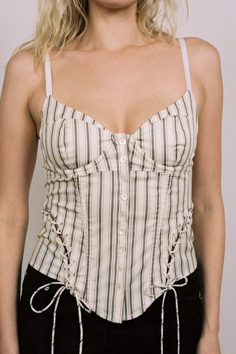 CHRISTINA CORSET-STRIPE CREAM Tops Miaou 