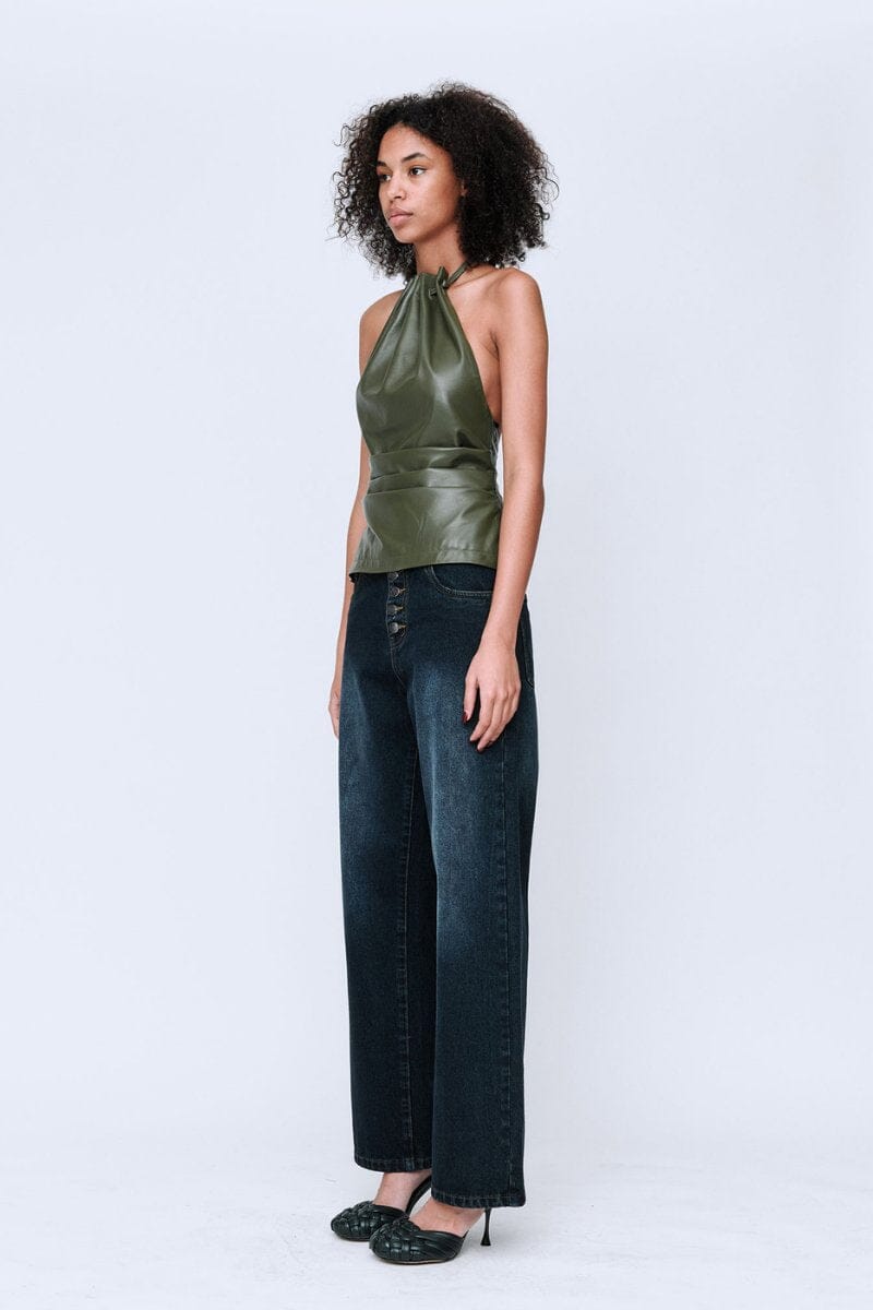 MAX LEATHER TOP-KHAKI Tops Wynn Hamlyn 