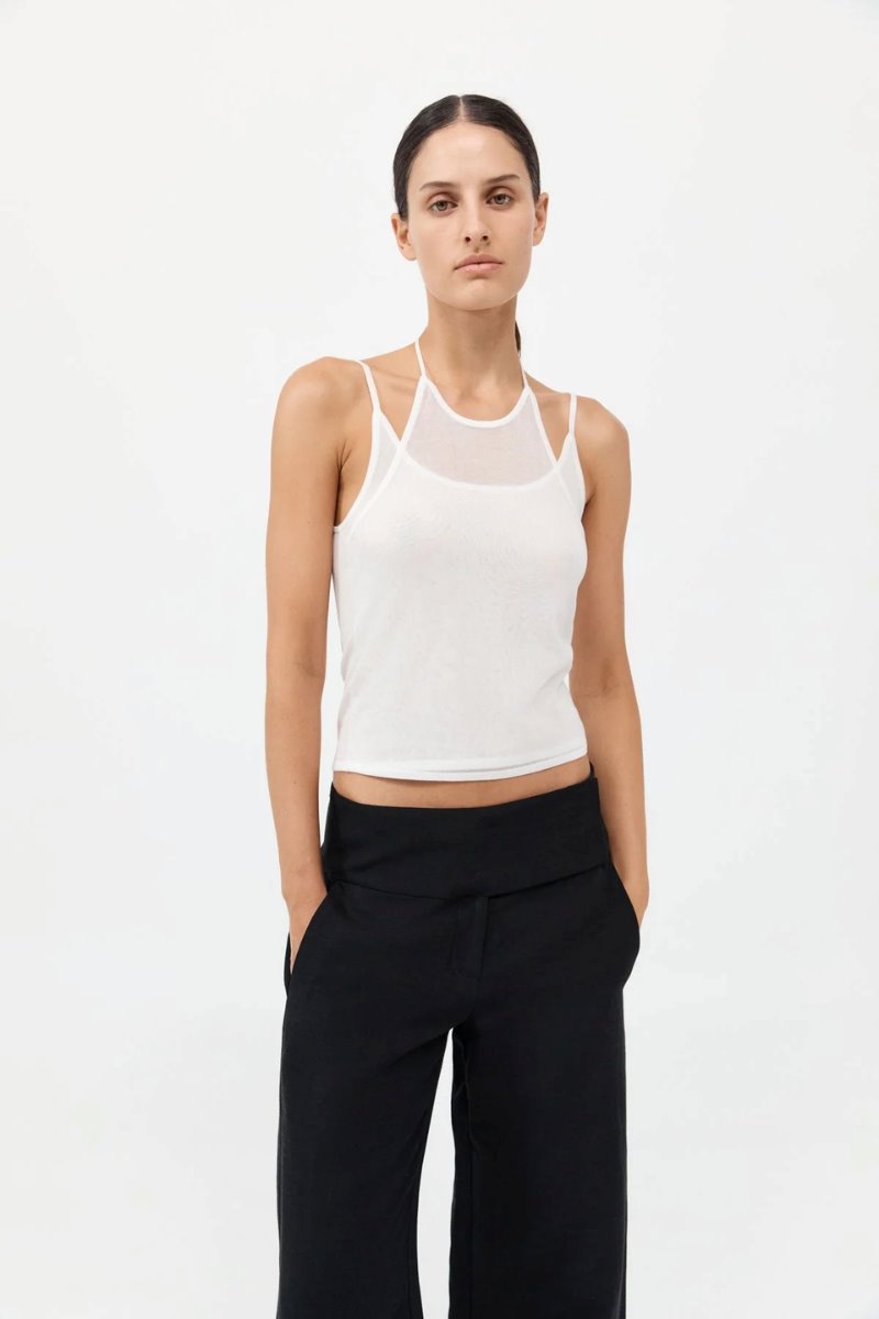 LAYERED HALTER TANK-WHITE Tops ST AGNI 