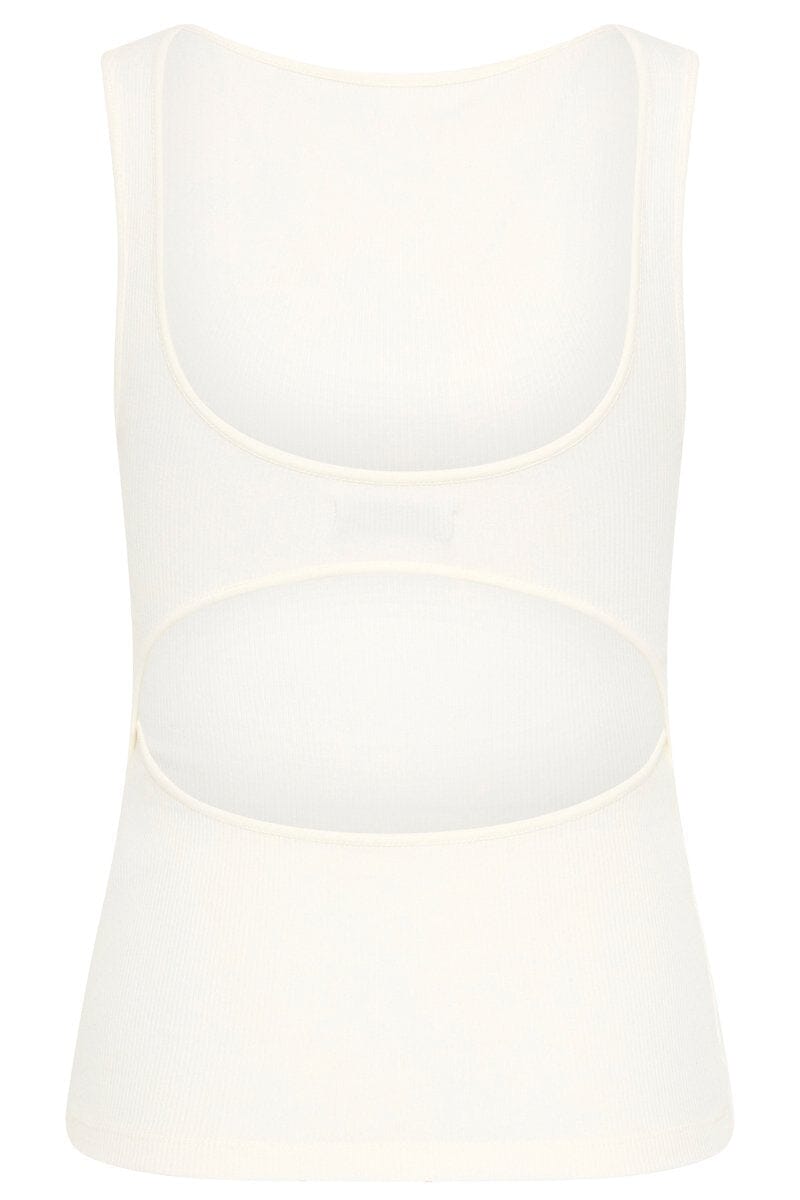 RIB BATEAU CUT OUT TOP-WHITE Tops ST AGNI 