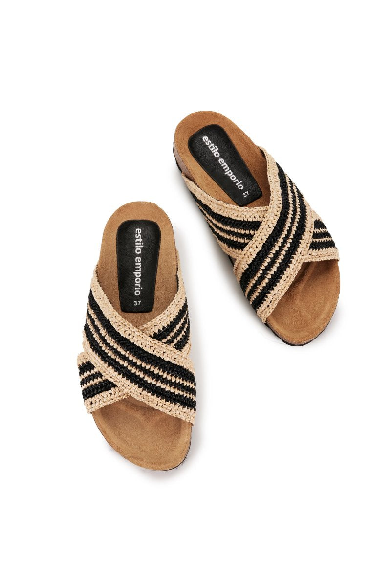 BASK SLIDES-BLACK/NATURAL Sandals Estilo Emporio 