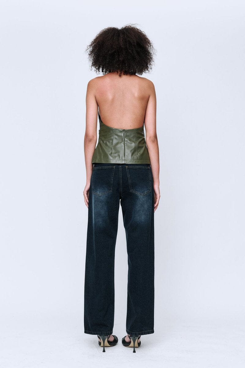 MAX LEATHER TOP-KHAKI Tops Wynn Hamlyn 