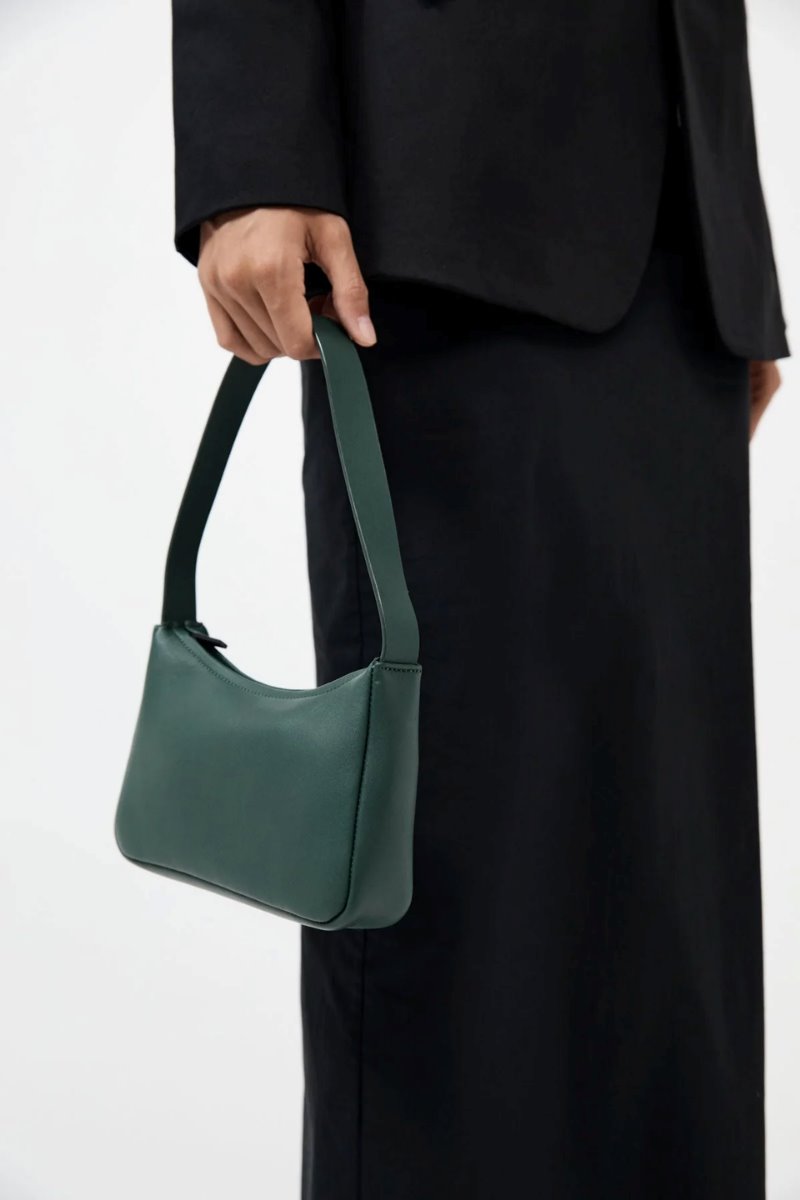 SOFT CRESCENT BAG-DEEP GREEN Handbags ST AGNI 