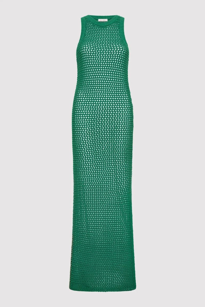 COTTON CROCHET DRESS-VERDE Maxi Dress ST AGNI 