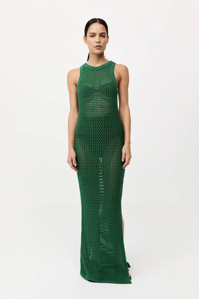 COTTON CROCHET DRESS-VERDE Maxi Dress ST AGNI 