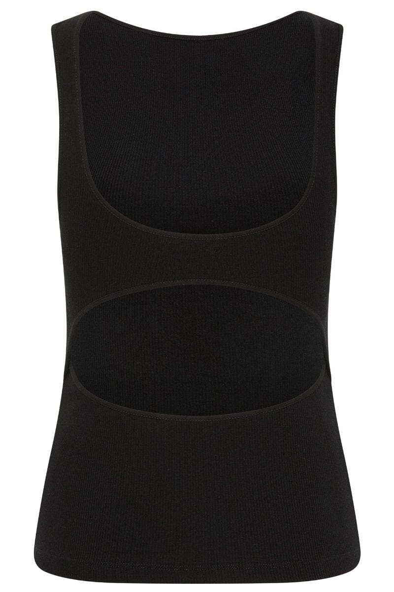 RIB BATEAU CUT OUT TOP-BLACK Tops ST AGNI 