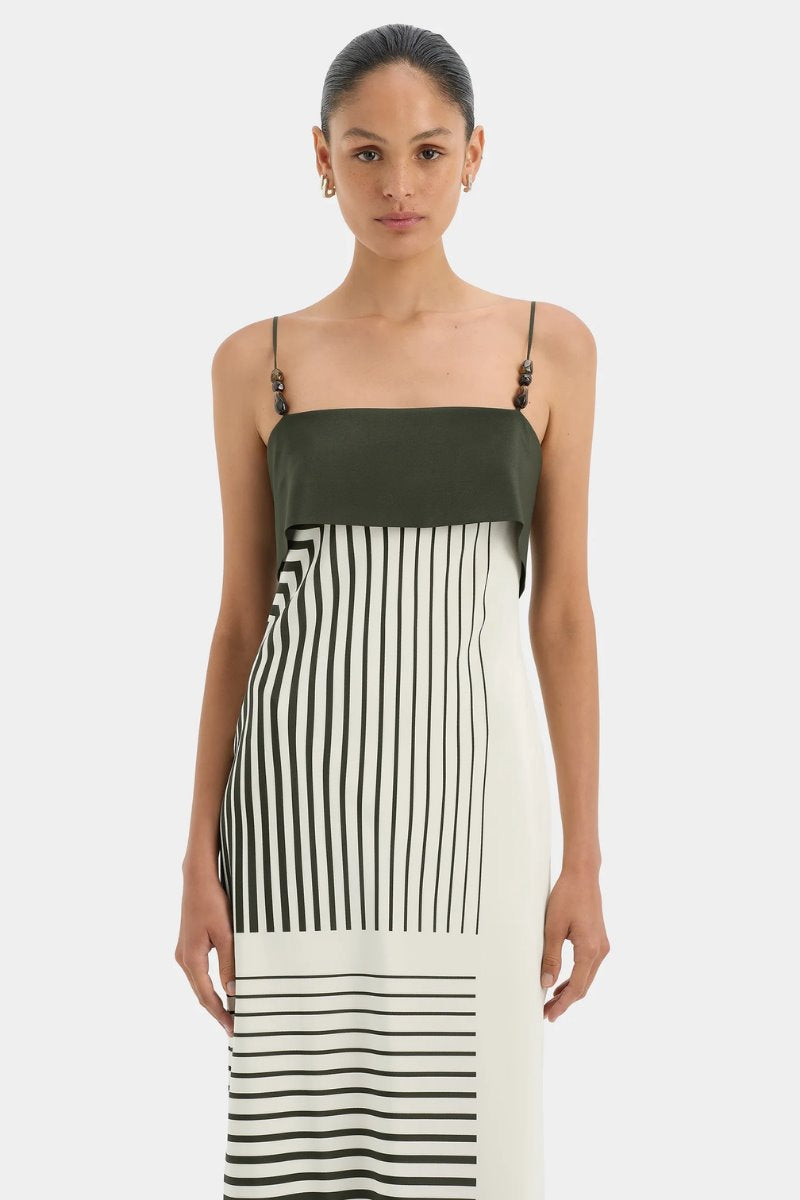 LEILANA SLIP DRESS-GARDEN STRIPE Midi Dress SIR. 