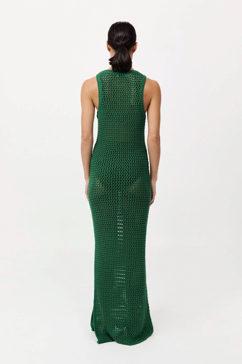 COTTON CROCHET DRESS-VERDE Maxi Dress ST AGNI 