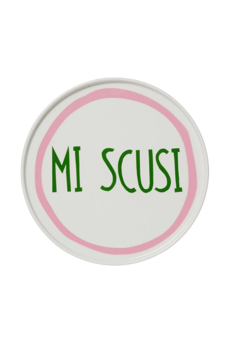 MI SCUSI PLATE-PINK/GREEN *in-store only* Home In The Round House 