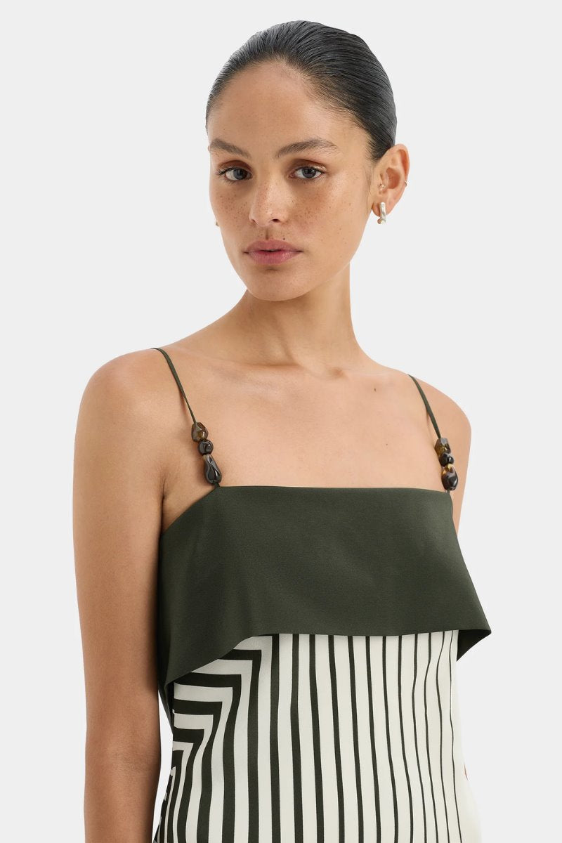 LEILANA SLIP DRESS-GARDEN STRIPE Midi Dress SIR. 