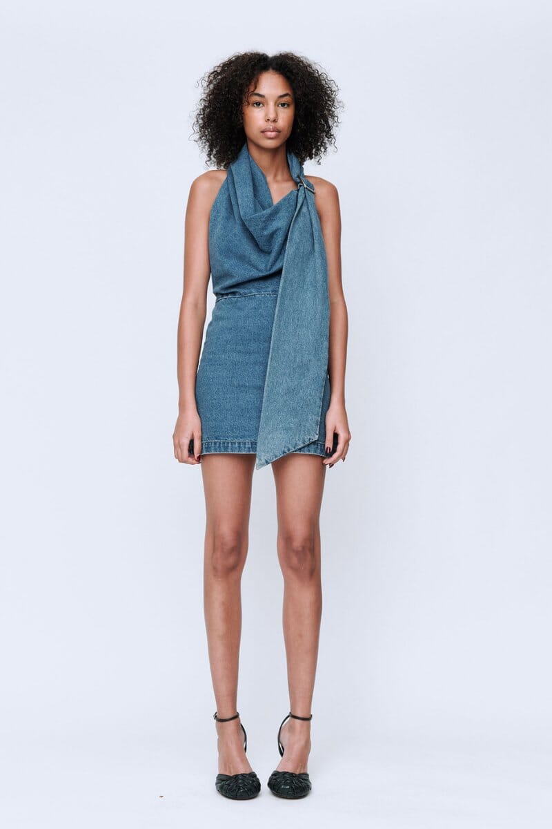 CATHERINE DENIM DRESS-WASHED MID BLUE Mini Dress Wynn Hamlyn 