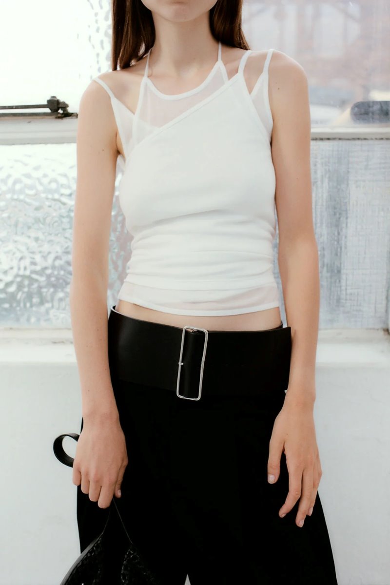 LAYERED HALTER TANK-WHITE Tops ST AGNI 