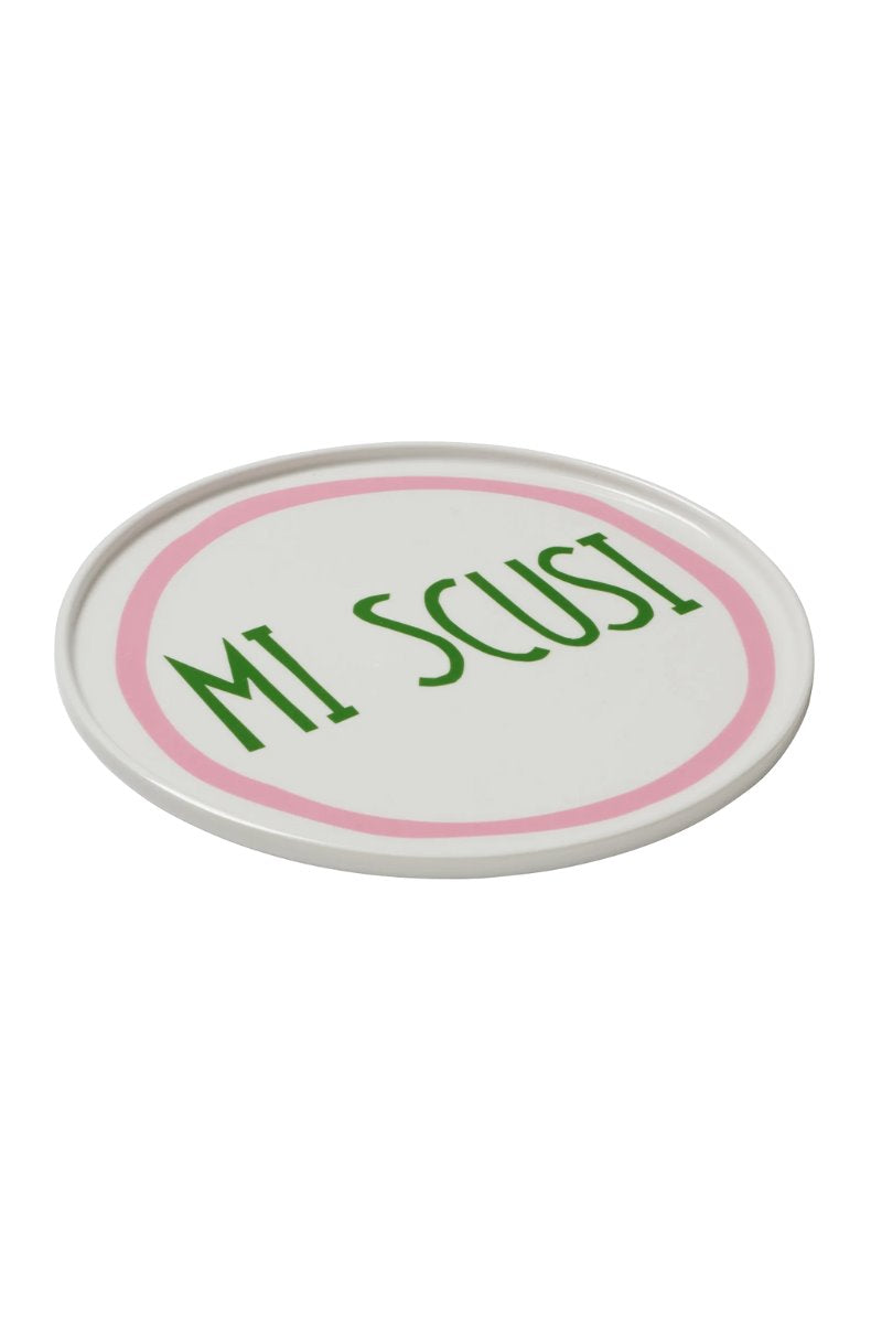 MI SCUSI PLATE-PINK/GREEN *in-store only* Home In The Round House 