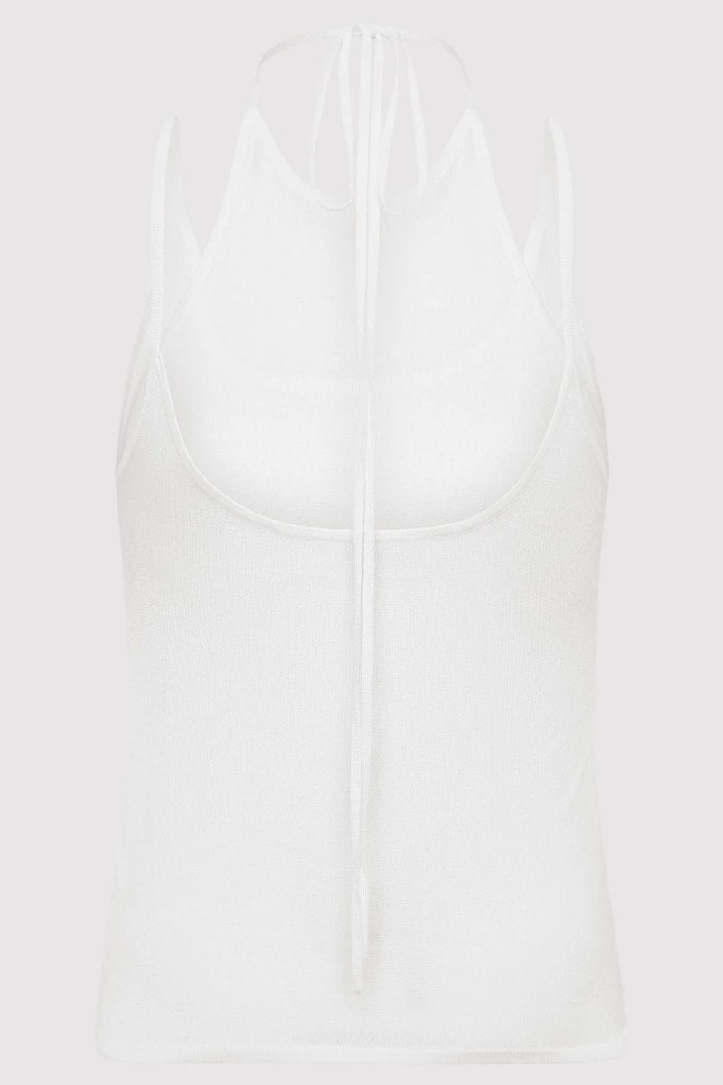 LAYERED HALTER TANK-WHITE Tops ST AGNI 