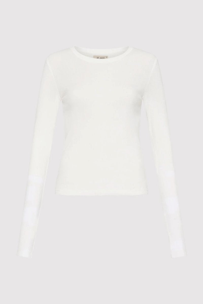 ORGANIC COTTON SOFT RIB LONG SLEEVE-WHITE Tops ST AGNI 