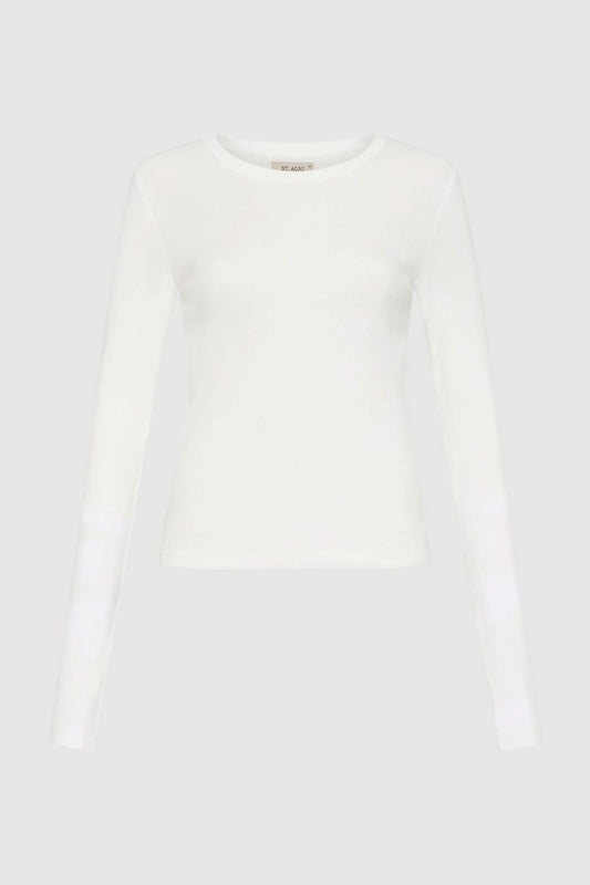 ORGANIC COTTON SOFT RIB LONG SLEEVE-WHITE Tops ST AGNI 