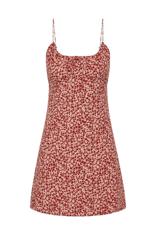 PAU MINI DRESS-PEONY STAMP GARNET Mini Dress Faithfull the Brand 