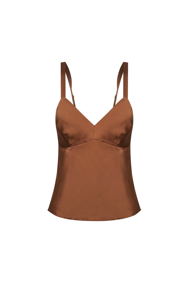 QUINN CLASSIC SILK CAMI WALNUT