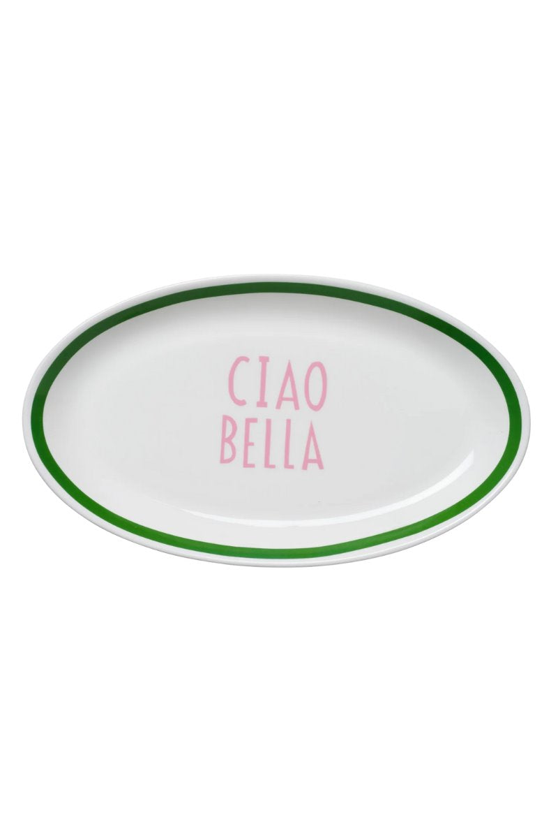 CIAO BELLA OVAL PLATTER-PINK/GREEN *in-store only* Home In The Round House 