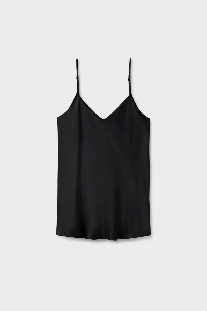 BIAS CUT CAMI - BLACK Tops Silk Laundry 